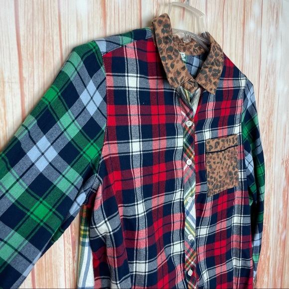 Aerie Mixed Pattern Flannel Button Up Blouse (M) - Picture 12 of 12